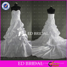 ED Bridal Simple Sweetheart A Line Vestido de casamento branco com tafetá à cinza 2017